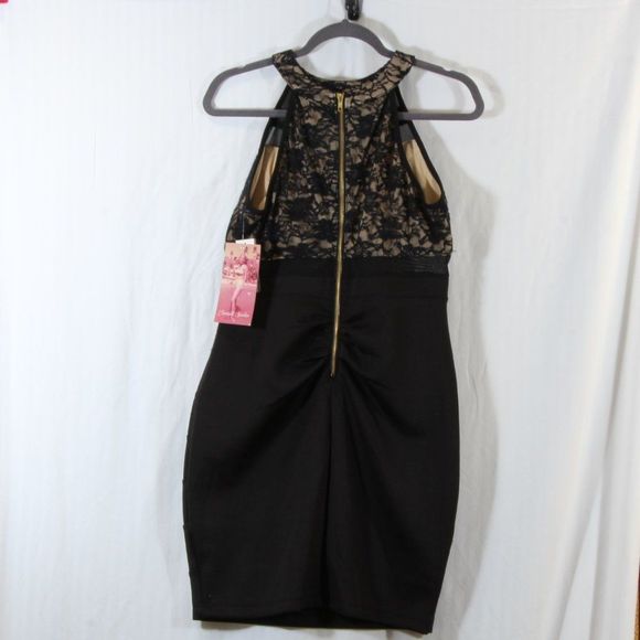 Emerald Sundae Core Social Women's Black Lace Top Cocktail Dress Size Large - Picture 8 of 9